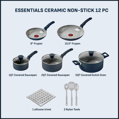 T-Fal Essentials Ceramic 12-pc. Cookware Set