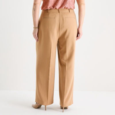 Liz Claiborne Womens Plus Wide Leg Mid Rise Trouser - JCPenney