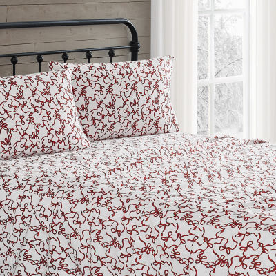 Truly Soft Ribbon And Bows Flannel Sheet Set