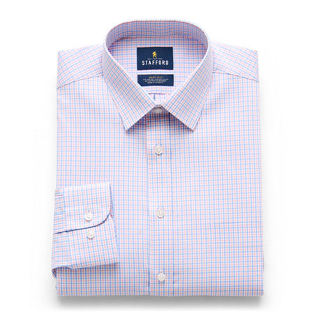 Stafford Smart Tech Mens Regular Fit Stretch Fabric Wrinkle Free Long Sleeve Dress Shirt In Purple