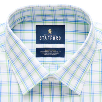 Stafford Smart Tech Mens Regular Fit Stretch Fabric Wrinkle Free Long Sleeve Dress Shirt