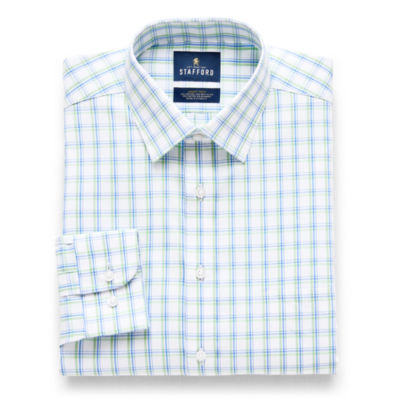 Stafford Smart Tech Mens Regular Fit Stretch Fabric Wrinkle Free Long Sleeve Dress Shirt