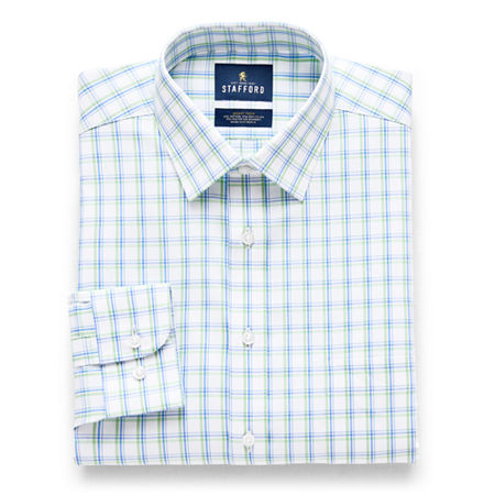 Stafford Smart Tech Mens Regular Fit Stretch Fabric Wrinkle Free Long Sleeve Dress Shirt In Blue