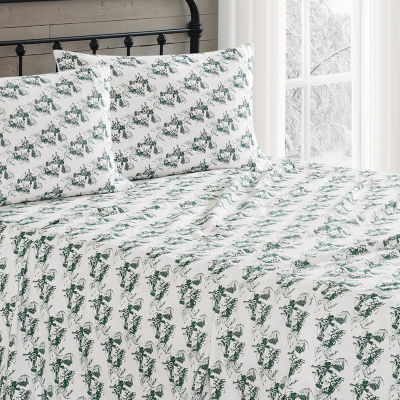 Truly Soft Festive Cottage Toile Flannel Sheet Set