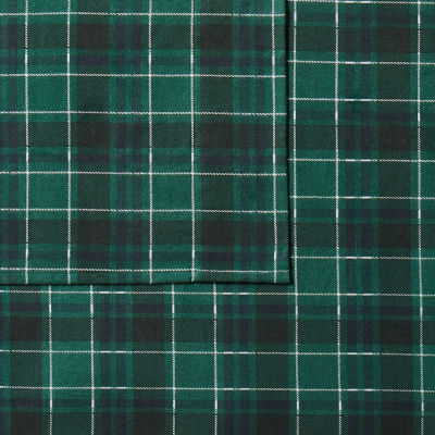 London Fog Green Plaid Flannel Sheet Set