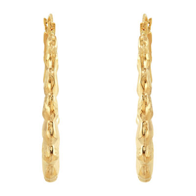 14K Gold 33mm Oval Hoop Earrings