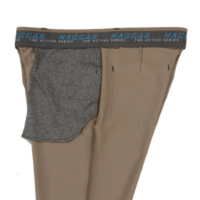 Haggar The Active Series 5 Pocket Mens Comfort Waistband Slim Fit Flat Front Pant