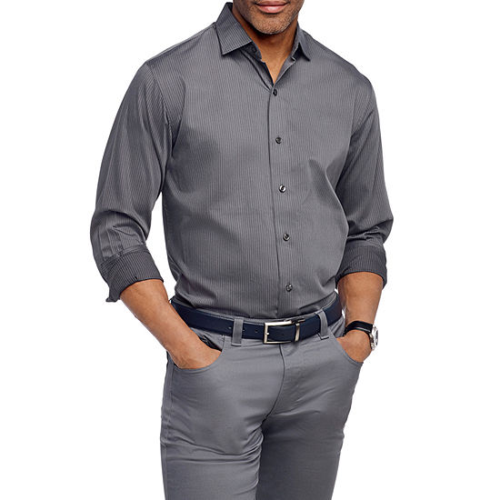 Van Heusen Mens Regular Fit Long Sleeve Geometric Button-Down Shirt