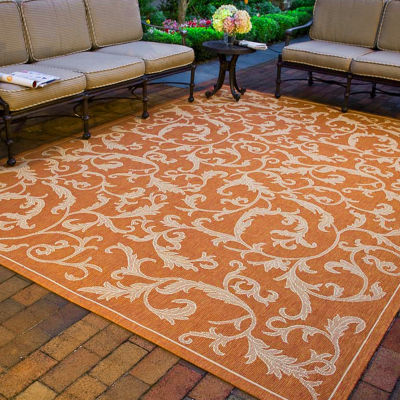 Courtyard Scrolls Indoor/Outdoor Rectangular Rugs