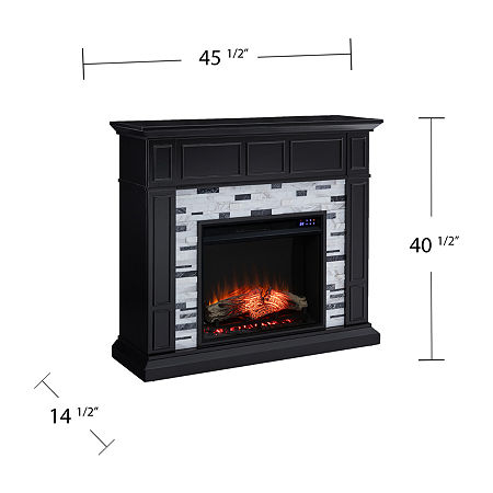 Dadna Marble Electric Fireplace, One Size, Black