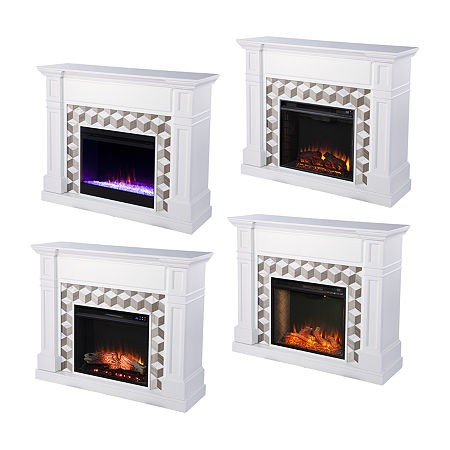 Ofrines Marble Surround Fireplace, One Size, White