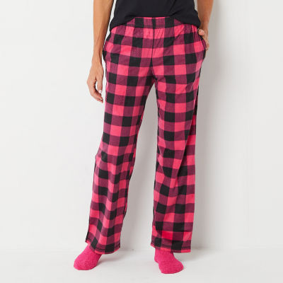 Sleep Chic Womens Petite Fleece Pajama Pants with Sock