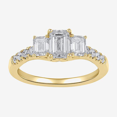 Love Lives Forever (H-I / Si2) Womens 1 1/2 CT. T.W. Lab Grown White Diamond 10K White Gold Side Stone 3-Stone Engagement Ring, 9, Yellow