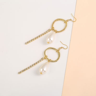 Bold Elements Gold Tone Simulated Pearl Round Drop Earrings