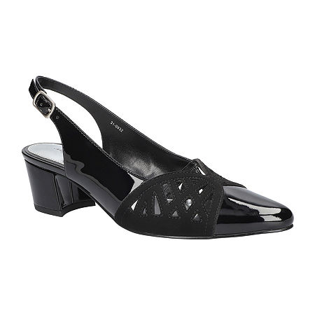 Easy Street Bizzy Womens Closed Toe Block Heel Pumps, 8 Wide, Black