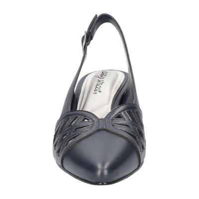 Easy Street Bizzy Womens Round Closed Toe Block Heel Pumps