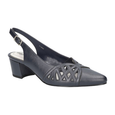 Easy Street Bizzy Womens Round Closed Toe Block Heel Pumps