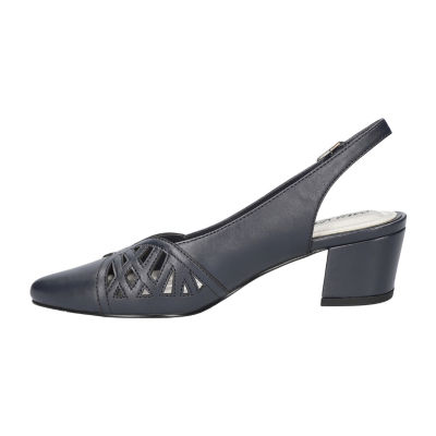 Easy Street Bizzy Womens Round Closed Toe Block Heel Pumps