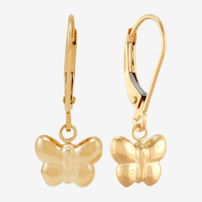 14K Gold Butterfly Drop Earrings