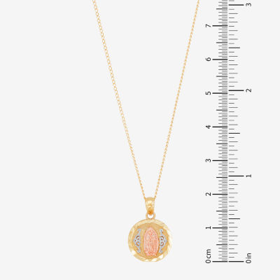 Girls 14K Gold Round Pendant Necklace