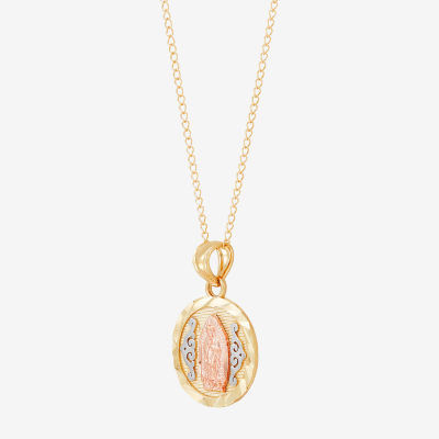 Girls 14K Gold Round Pendant Necklace