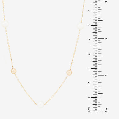 Girls 13 Inch White 14K Gold Link Necklace Round