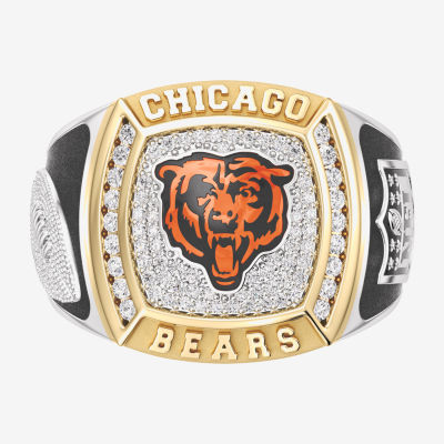 True Fans Fine Jewelry Chicago Bears Mens 1/2 CT. T.W. Mined White Diamond 10K Gold Sterling Silver Fashion Ring