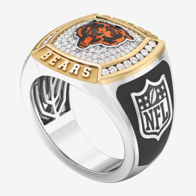 True Fans Fine Jewelry Chicago Bears Mens 1/2 CT. T.W. Natural White Diamond 10K Gold Sterling Silver Fashion Ring