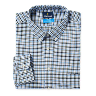 Stafford Men's Fitted Button Up Wrinkle Free Oxford Dress Shirt | D13