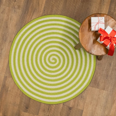 Colonial Holiday Candy Cane Braided Reversible Indoor Outdoor Accent Rug