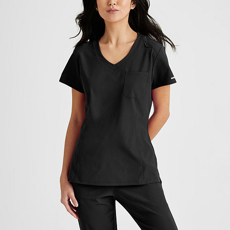 Skechers Skt147 Dignity 1-Pocket Tuck-In Womens Plus Tall V Neck Short Sleeve Stretch Fabric Moisture Wicking Scrub Tops