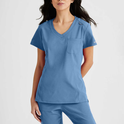Skechers Dignity 1 Pocket Womens Plus V Neck Stretch Fabric