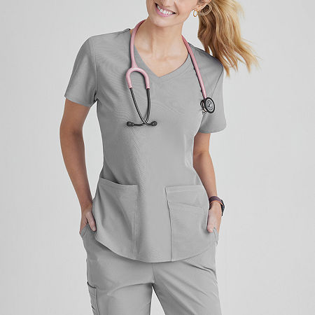 Skechers Sk101 Breeze 3-Pocket Curved Womens Plus Tall V Neck Short Sleeve Tag Free Scrub Tops