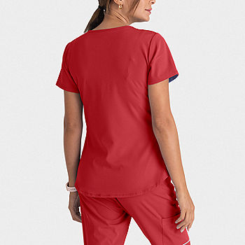 Wonder Wink Layers 2209 Silky Knit Womens Round Neck Tag Free Short Sleeve  Scrub Top