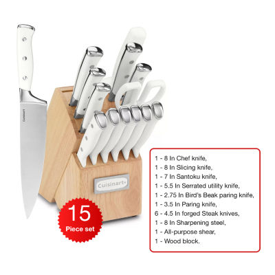 Cuisinart® Classic 15-pc. White Triple Rivet Knife Block Set