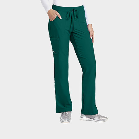 Skechers Sk201 Reliance 3-Pocket Mid-Rise Straight Leg Womens Tag Free Stretch Fabric Moisture Wicking Scrub Pants, Large, Green