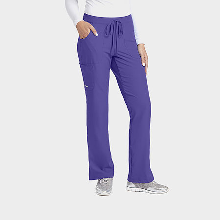 Skechers Sk201 Reliance 3-Pocket Mid-Rise Straight Leg Womens Tag Free Stretch Fabric Moisture Wicking Scrub Pants, X-large, Purple