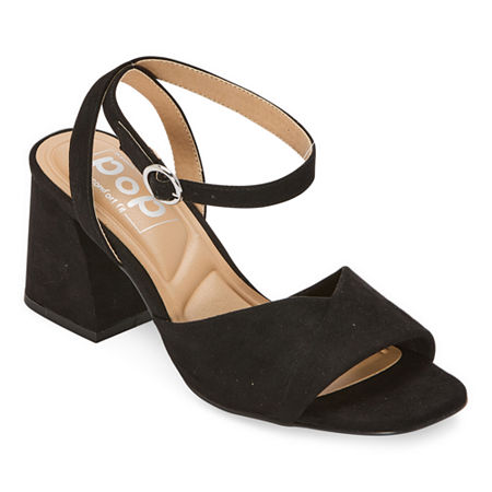Pop Womens Plot Heeled Sandals, 10 Medium, Black