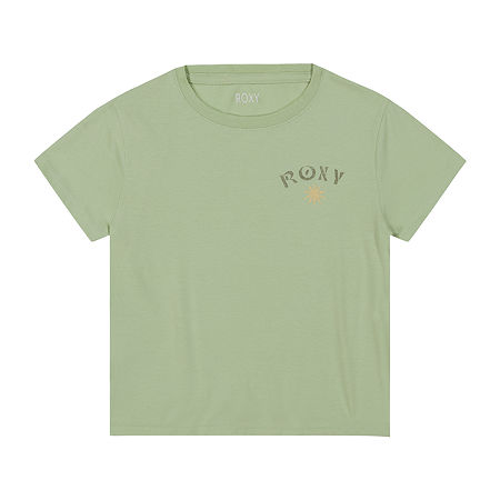 Roxy Big Kid Girls Crew Neck Short Sleeve Oversized Graphic T-Shirt, S (7), Green