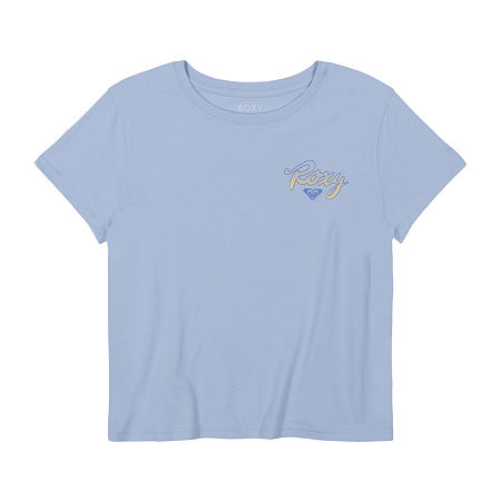 Roxy Big Girls Crew Neck Short Sleeve Graphic T-Shirt, 12-14 (l), Blue