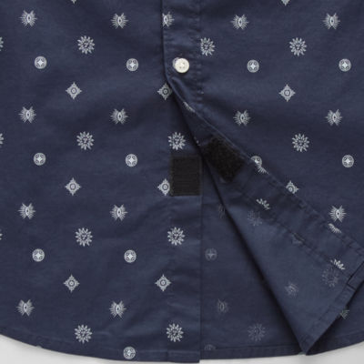 Arizona Mens Easy-on + Easy-off Short Sleeve Regular Fit Button-Down Shirt