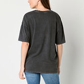 Arizona Juniors Oversized Womens Crew Neck Short Sleeve Graphic T-Shirt