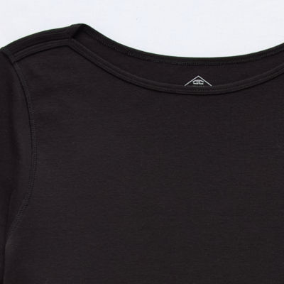 St. John's Bay Womens Easy-on + Easy-off Boat Neck Elbow Sleeve Adaptive Plus T-Shirt