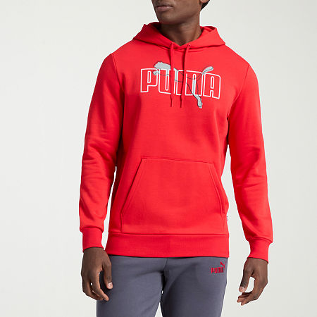 PUMA Mens Long Sleeve Hoodie, Large, Red