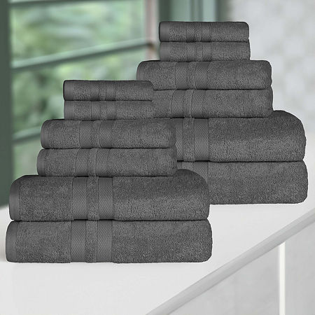 Superior Ultra Collection | 100% Cotton 12-pc. Quick Dry Solid Bath Towel Set In Black