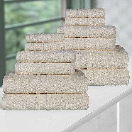 Superior Ultra Collection | 100% Cotton 12-pc. Quick Dry Solid Bath Towel Set In White