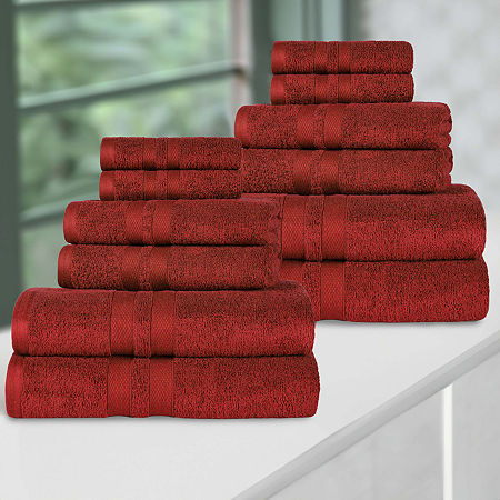 Superior Ultra Collection | 100% Cotton 12-pc. Quick Dry Solid Bath Towel Set In Red
