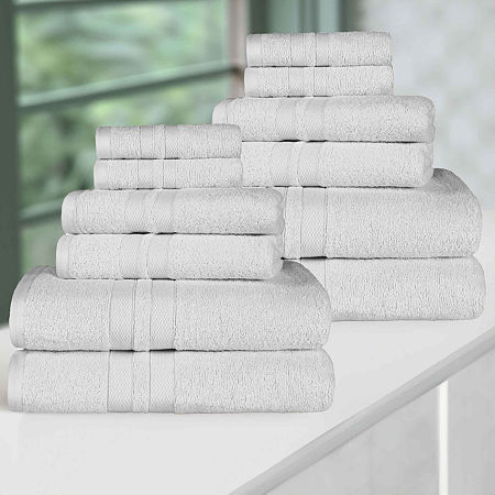 Superior Ultra Collection | 100% Cotton 12-pc. Quick Dry Solid Bath Towel Set In Silver