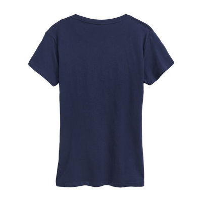 Floral Skull Womens Crew Neck Short Sleeve Regular Fit Graphic T-Shirt