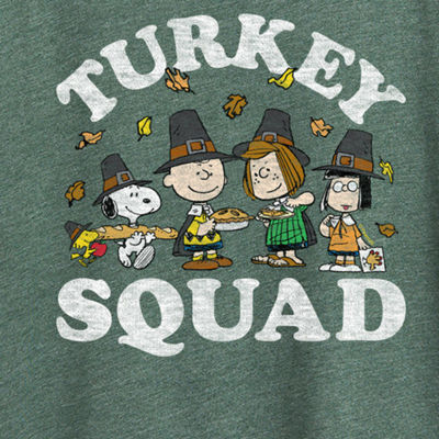 Peanuts Turkey Squad Womens Crew Neck Short Sleeve Regular Fit Peanuts Graphic T-Shirt
